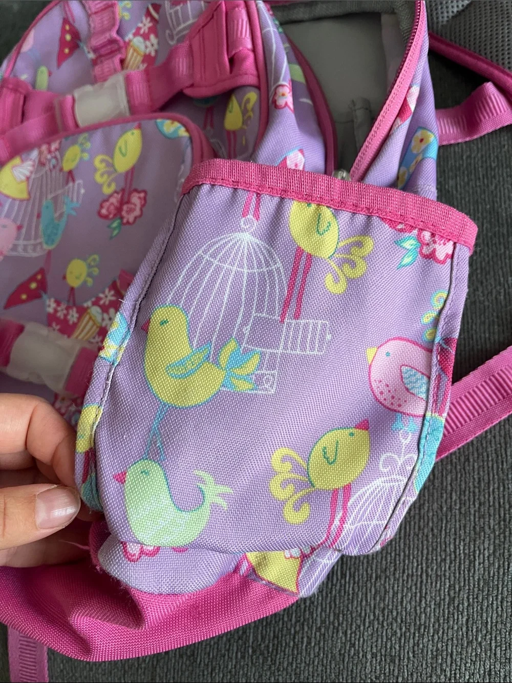 Pottery Barn Kids Pink Bird Print Backpack - Small